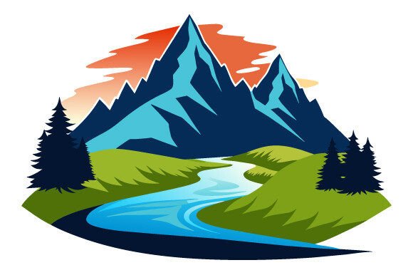 Download Captivating Mountain-with-River Vector. - Captivating Collection